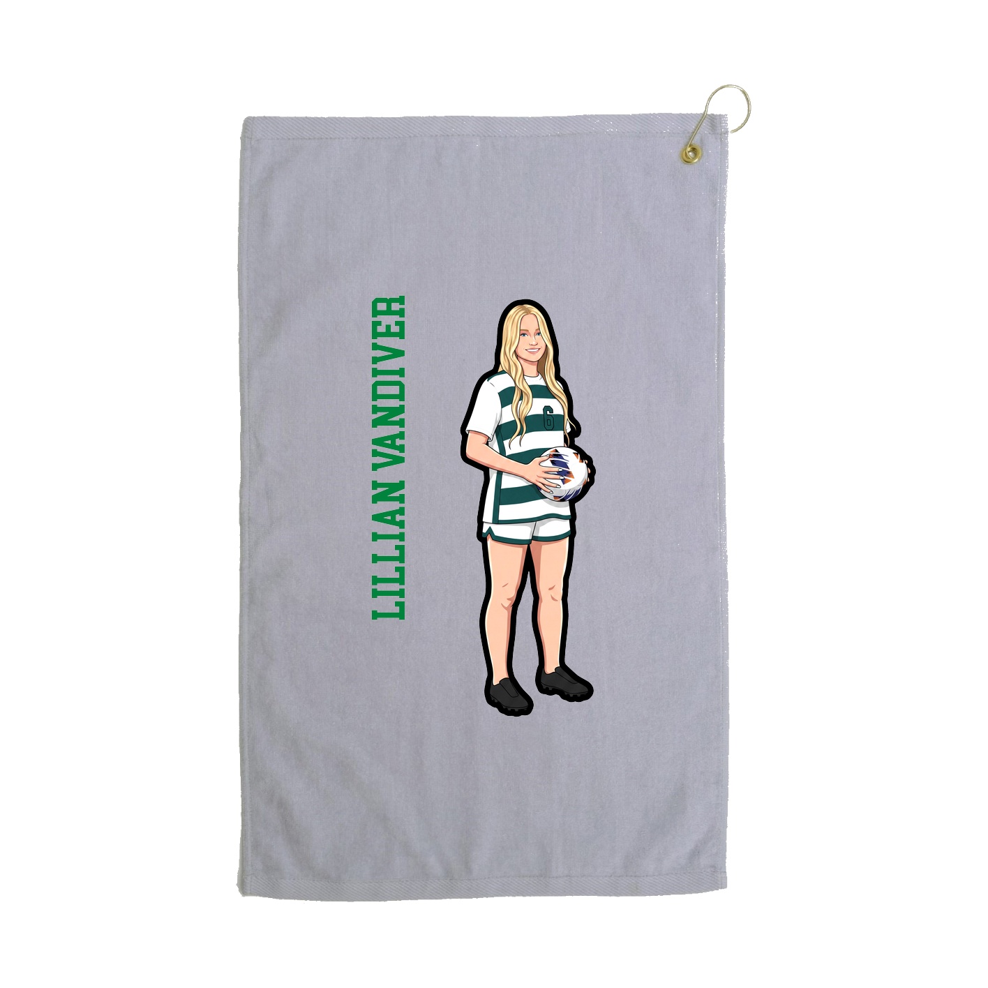 Golf Towel — Name Vertical in Grey