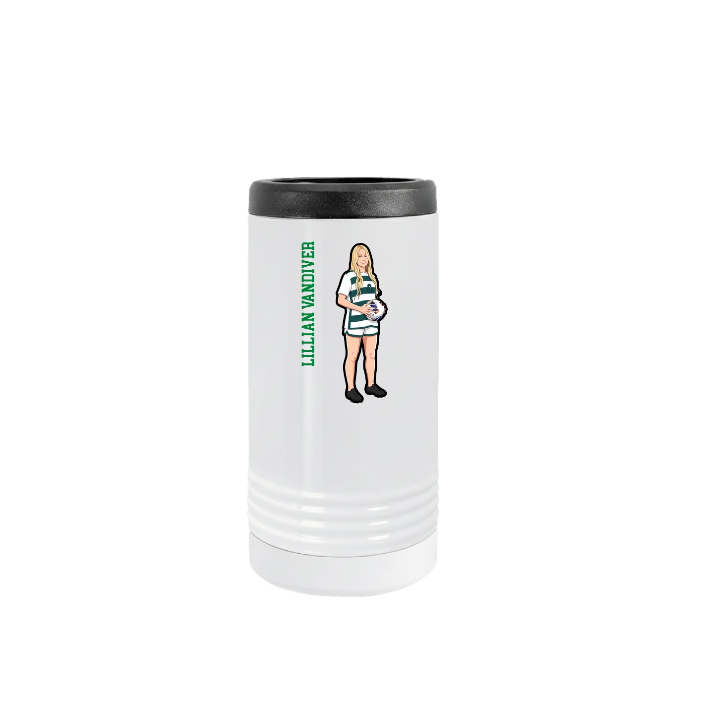 Slim Beverage Holder — Name Vertical in White