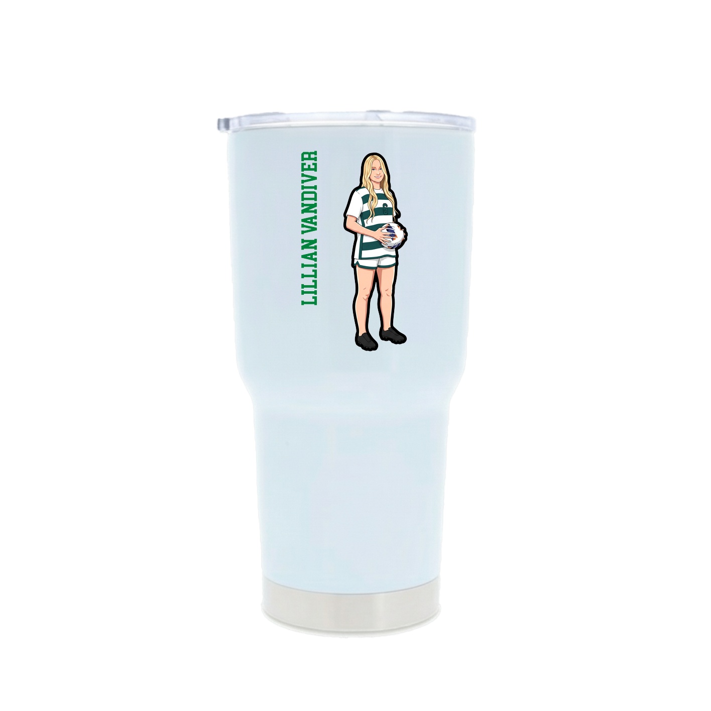 30oz Stainless Steel Tumbler — Name Vertical in White
