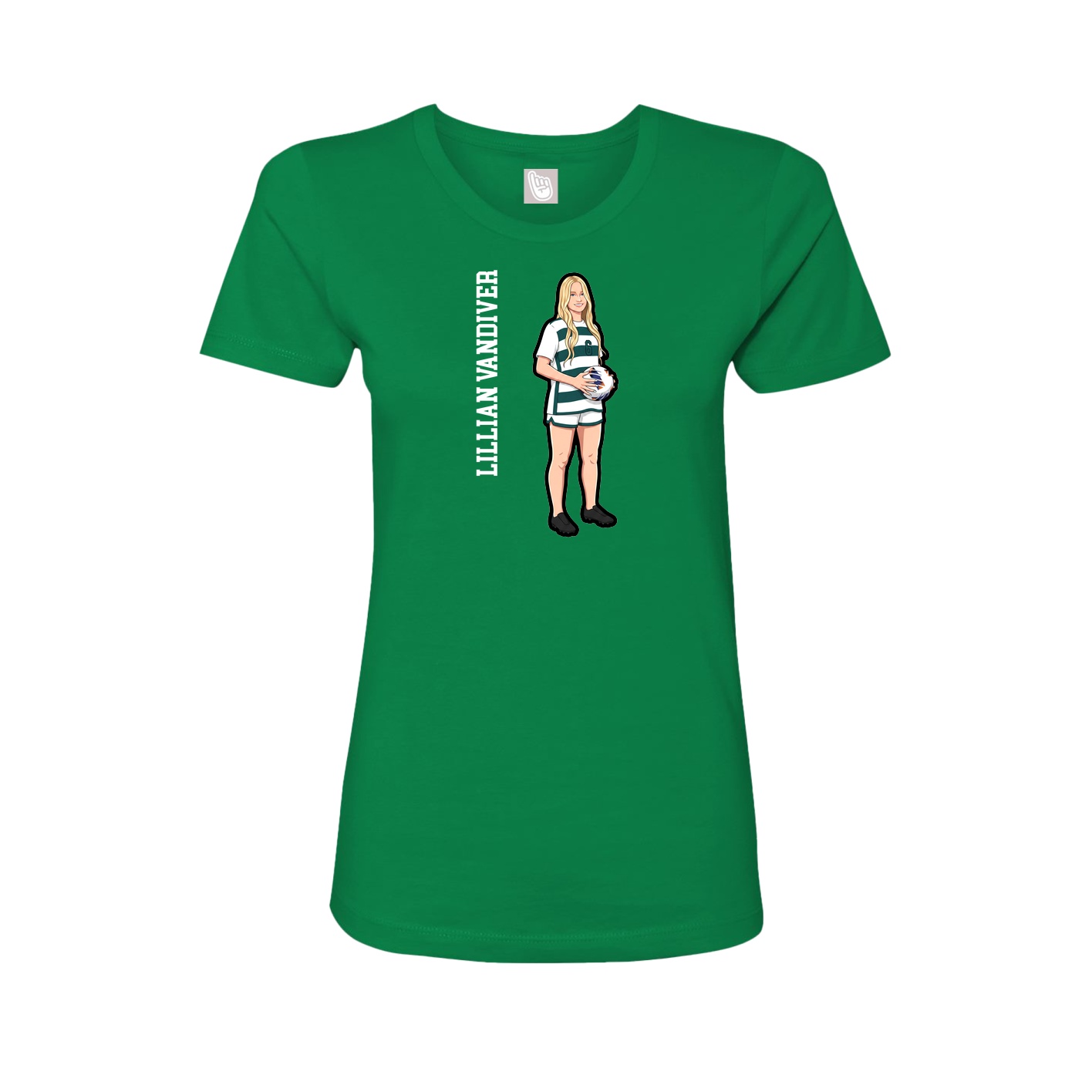 Fitted Women's Tee — Name Vertical in Green