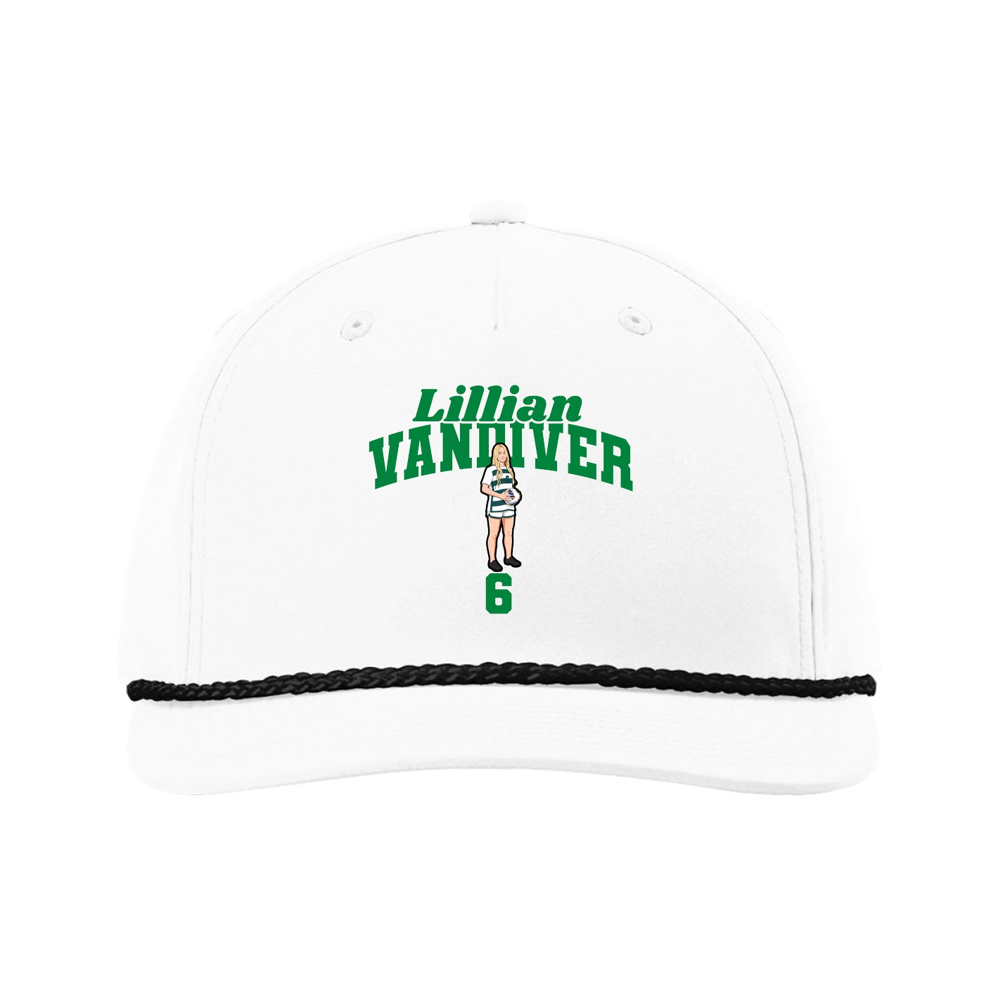 Five-Panel Classic Rope Cap — Signature Arch in White
