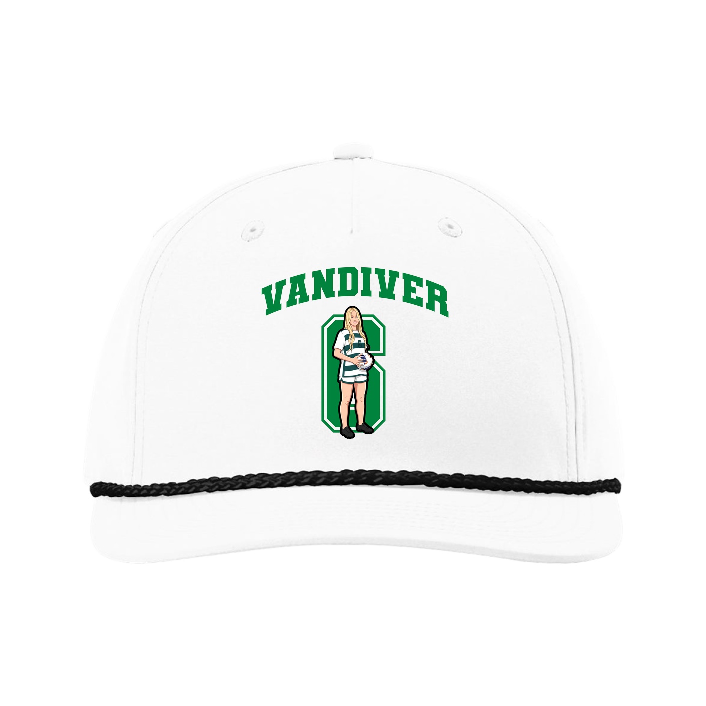 Five-Panel Classic Rope Cap — Number in White