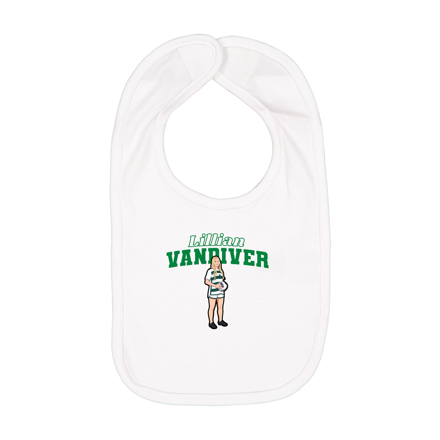 Infant Bib — Name Arch in White