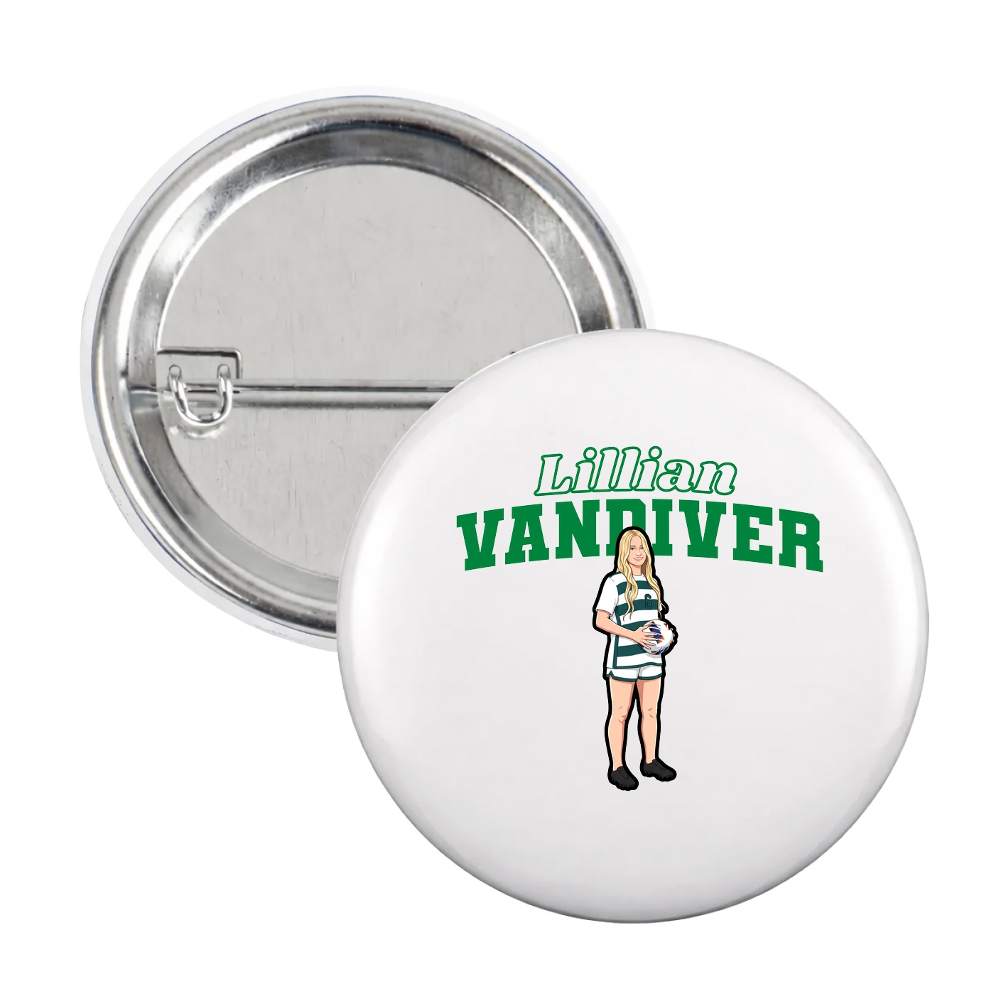 Game Day Button — Name Arch in White