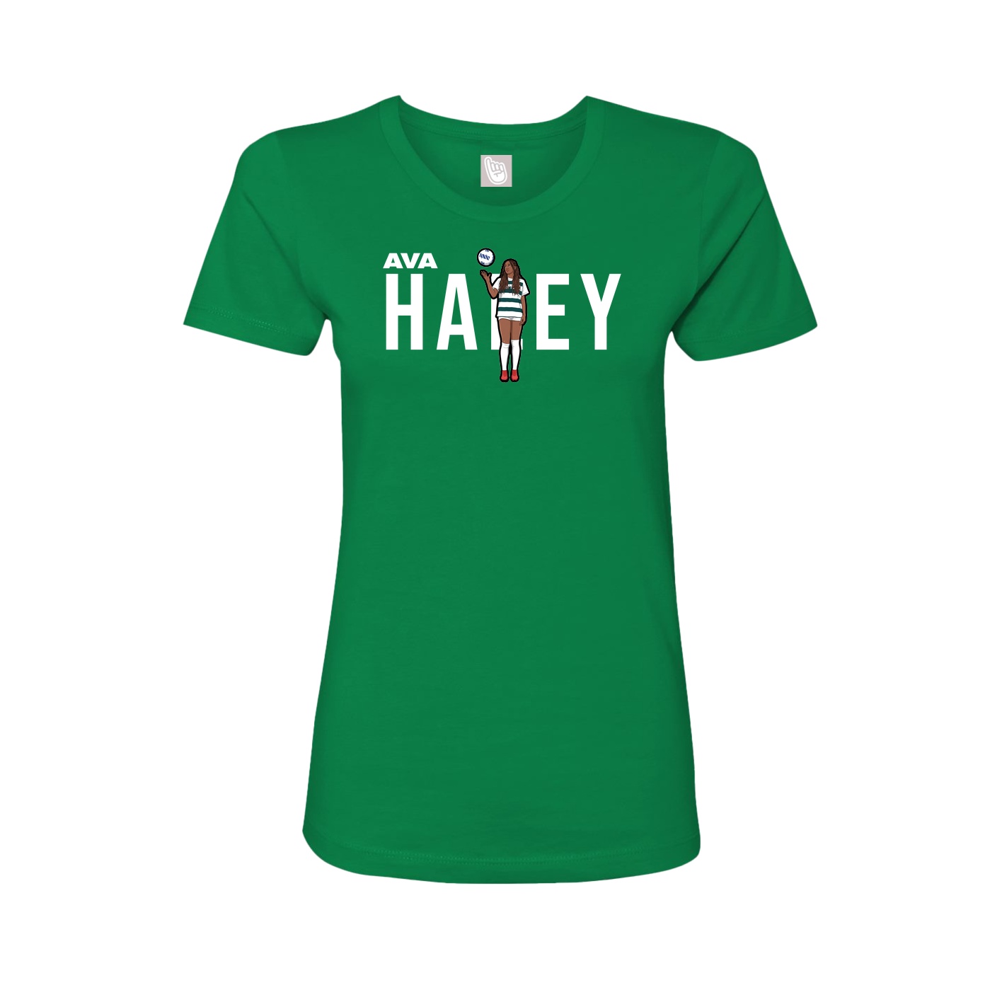 Fitted Women's Tee — Player Name in Green