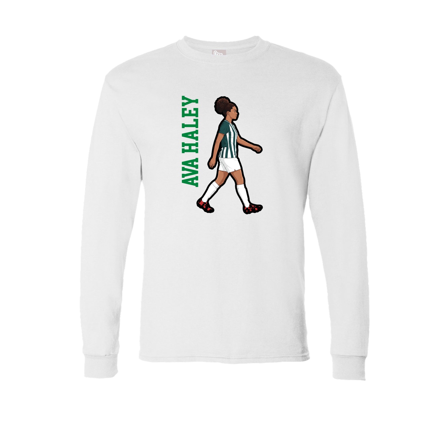 Long Sleeve Tee — Name Vertical in White