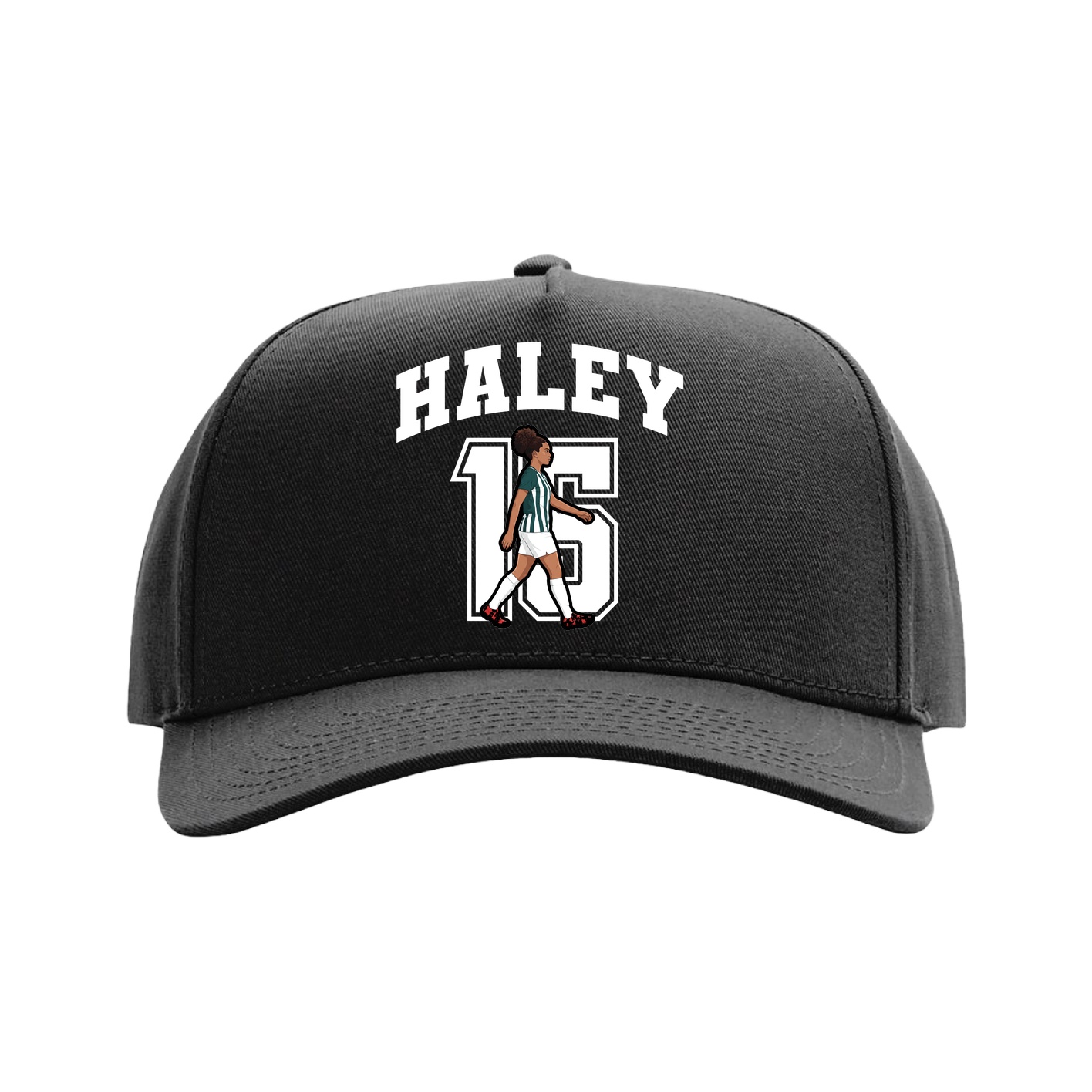 Full Fabric Five-Panel Champ Cap — Number in Black
