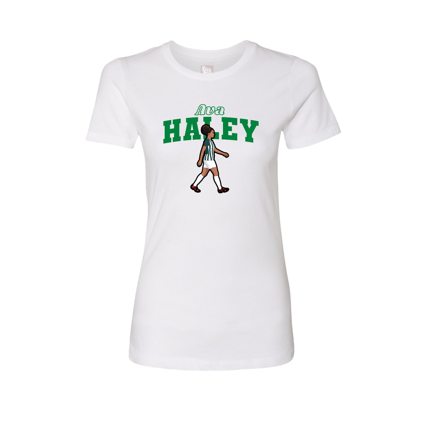 Fitted Women's Tee — Name Arch in White