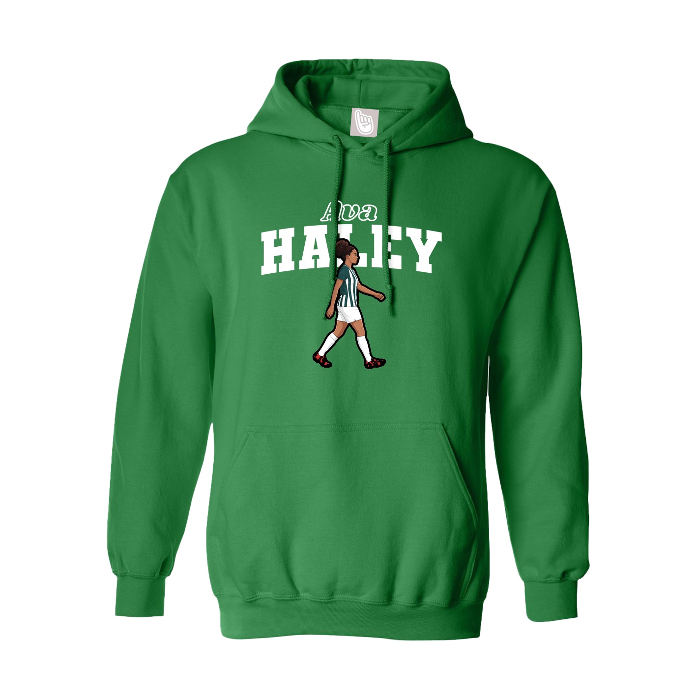 Youth Hoodie — Name Arch in Green