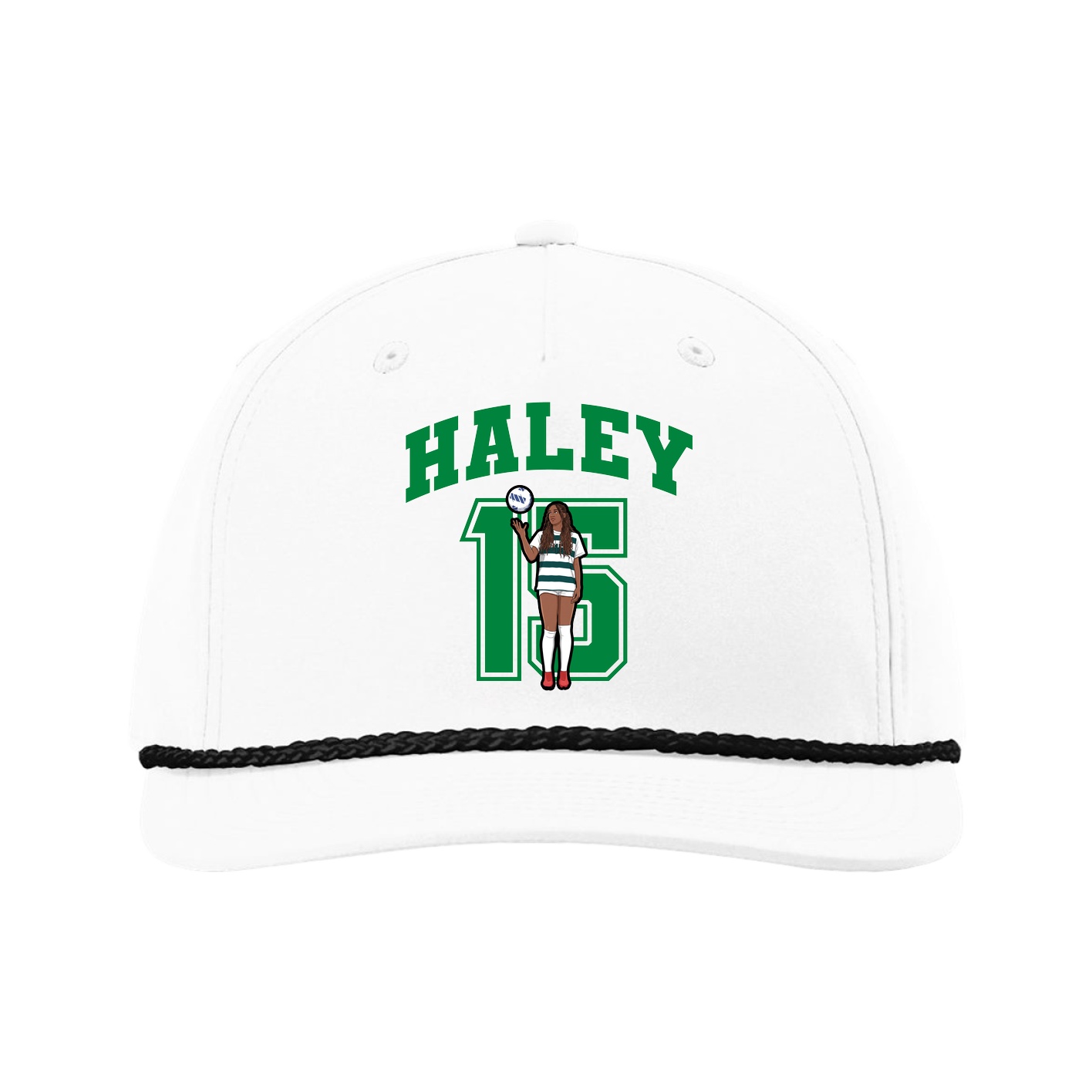 Five-Panel Classic Rope Cap — Number in White