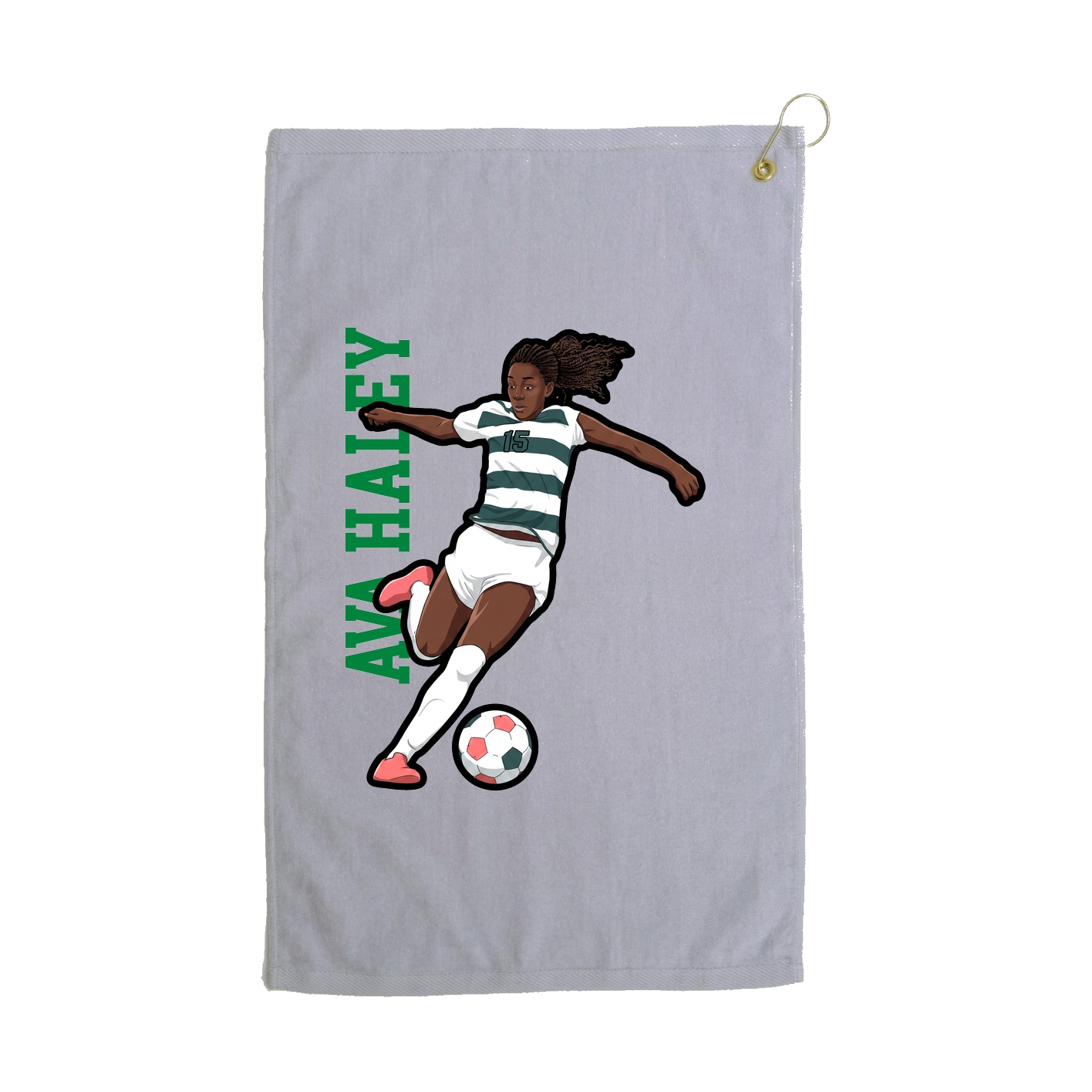 Golf Towel — Name Vertical in Grey