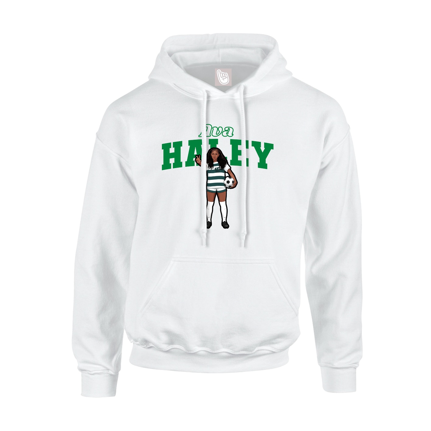 Youth Hoodie — Name Arch in White
