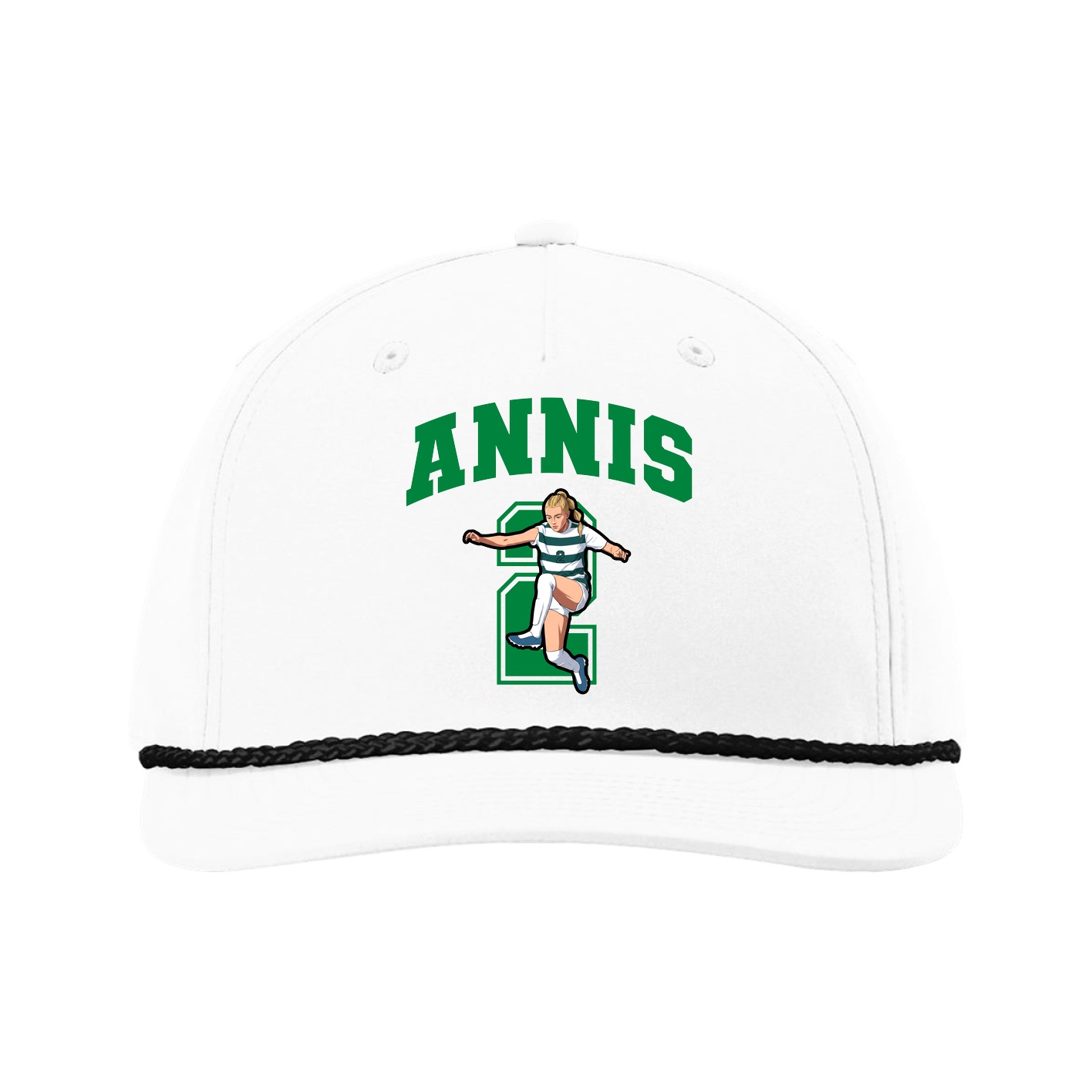 Five-Panel Classic Rope Cap — Number in White