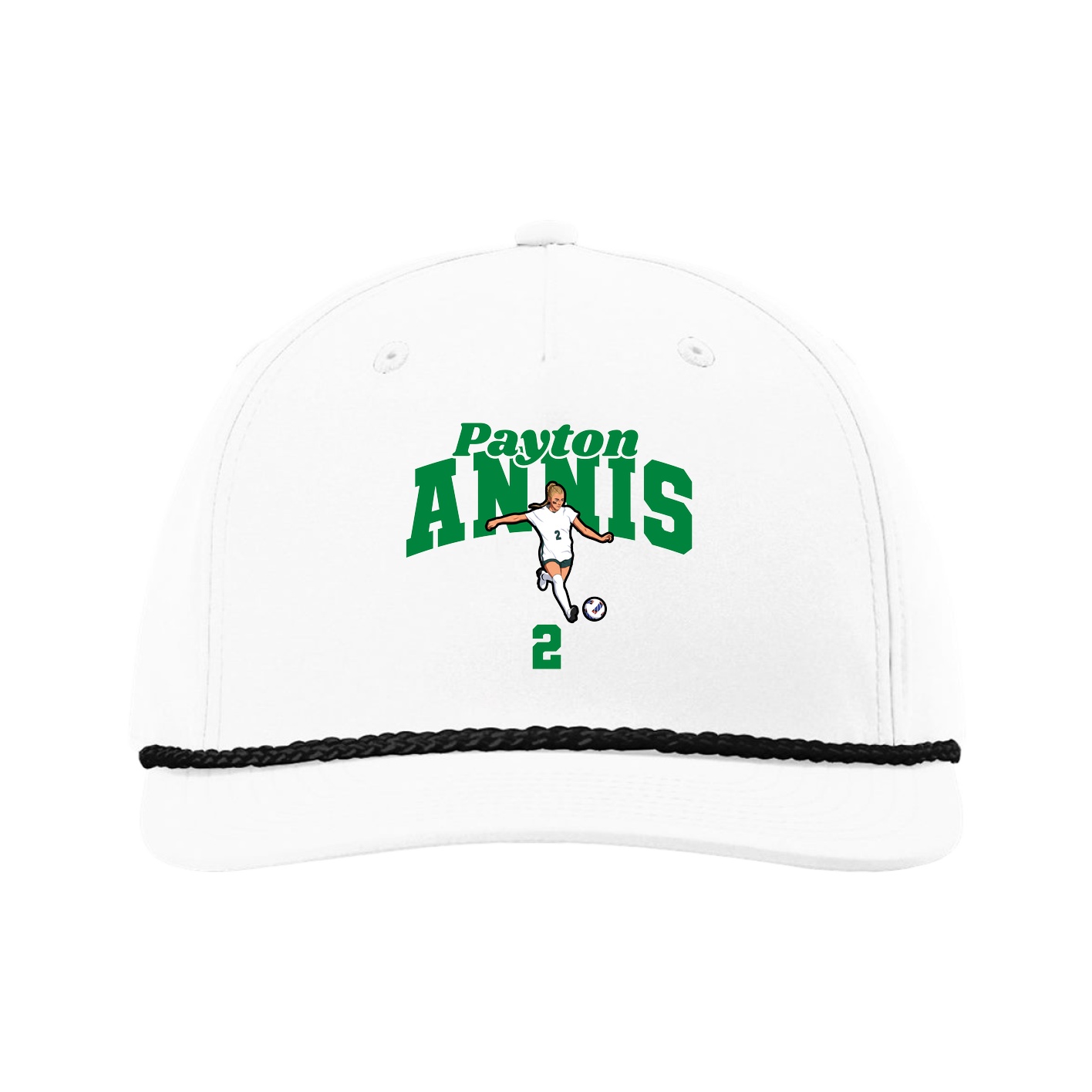 Five-Panel Classic Rope Cap — Signature Arch in White