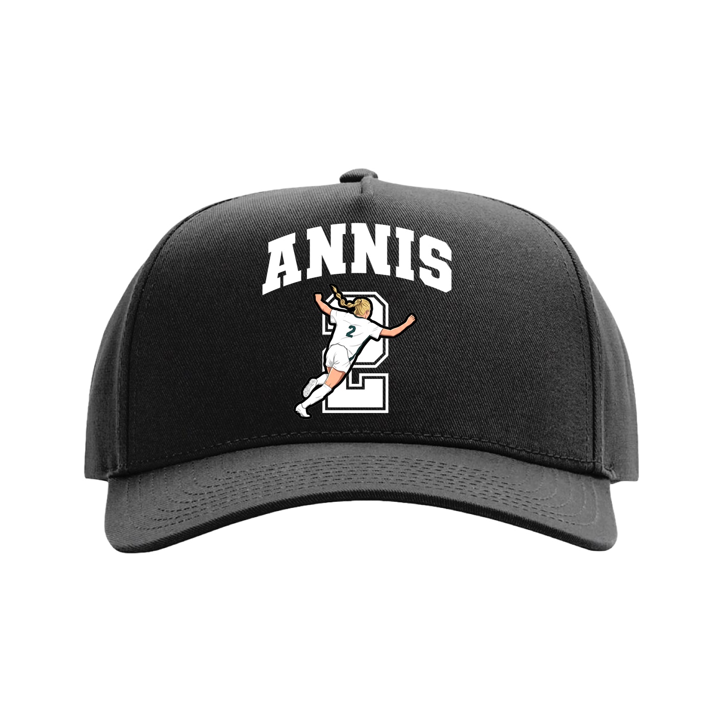 Full Fabric Five-Panel Champ Cap — Number in Black