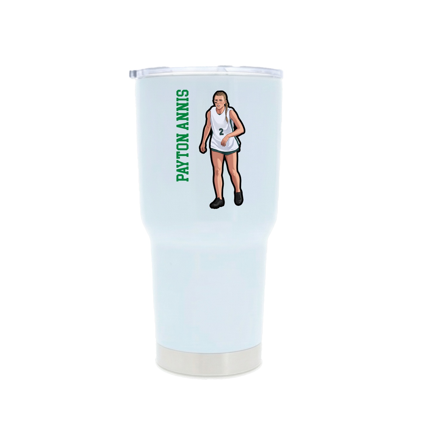 30oz Stainless Steel Tumbler — Name Vertical in White
