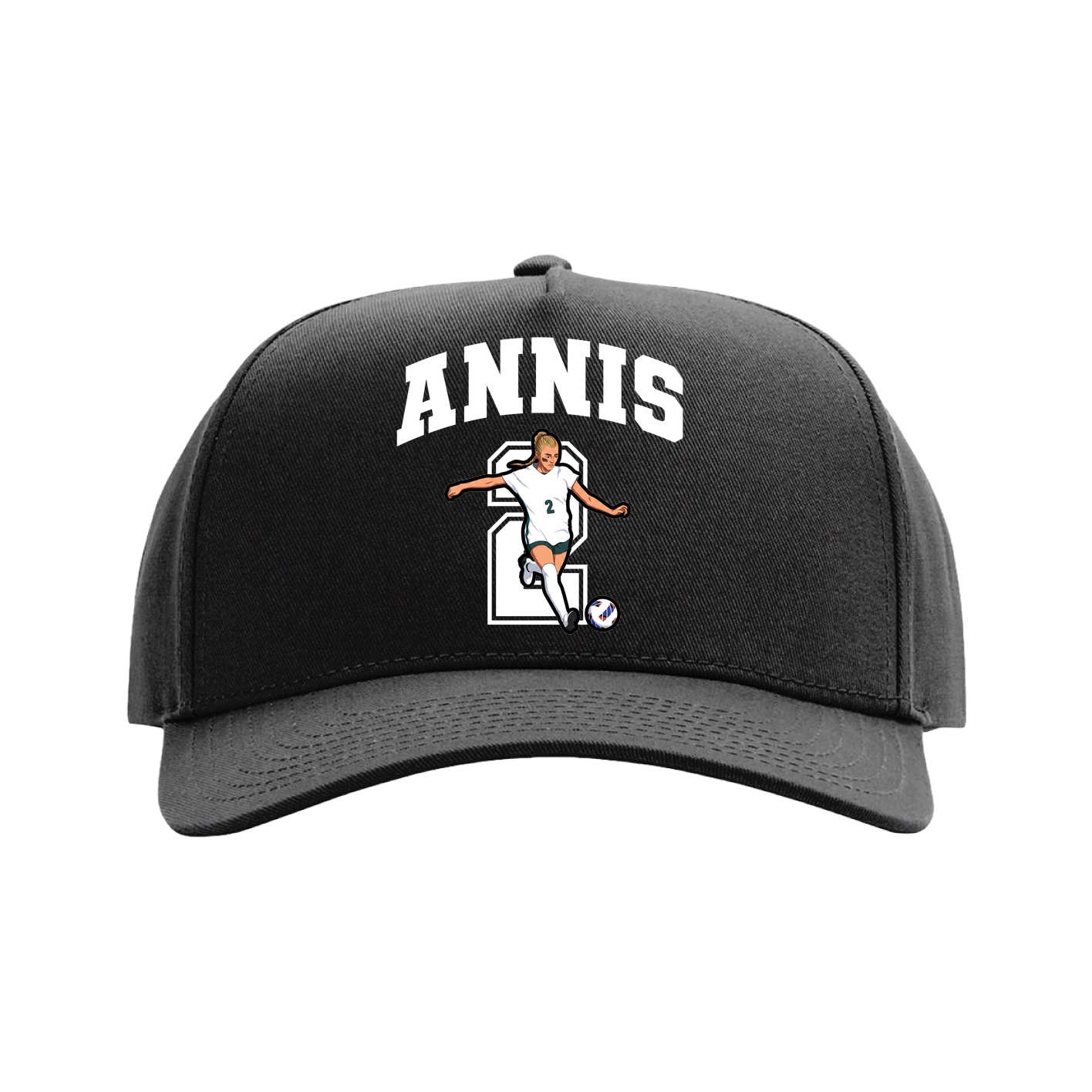 Full Fabric Five-Panel Champ Cap — Number in Black