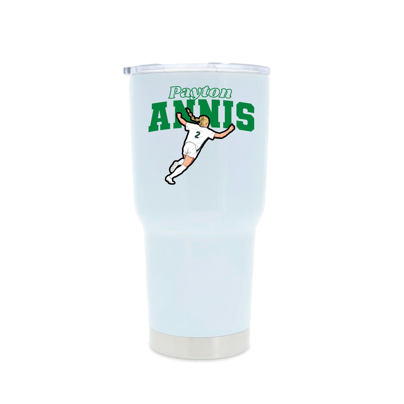 30oz Stainless Steel Tumbler — Name Arch in White