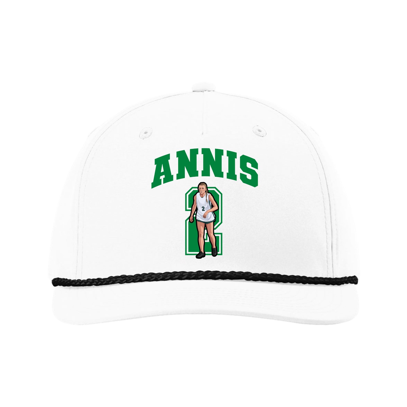 Five-Panel Classic Rope Cap — Number in White