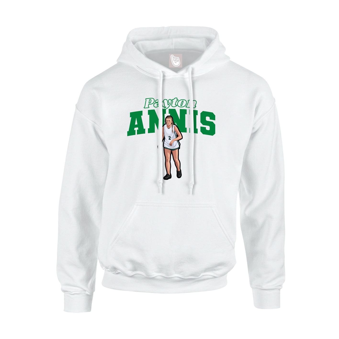 Youth Hoodie — Name Arch in White
