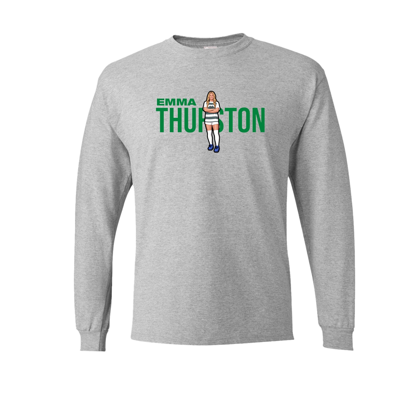 Long Sleeve Tee — Player Name in Grey