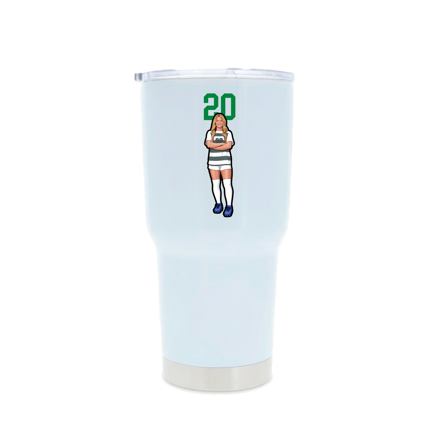 30oz Stainless Steel Tumbler — Number Top in White