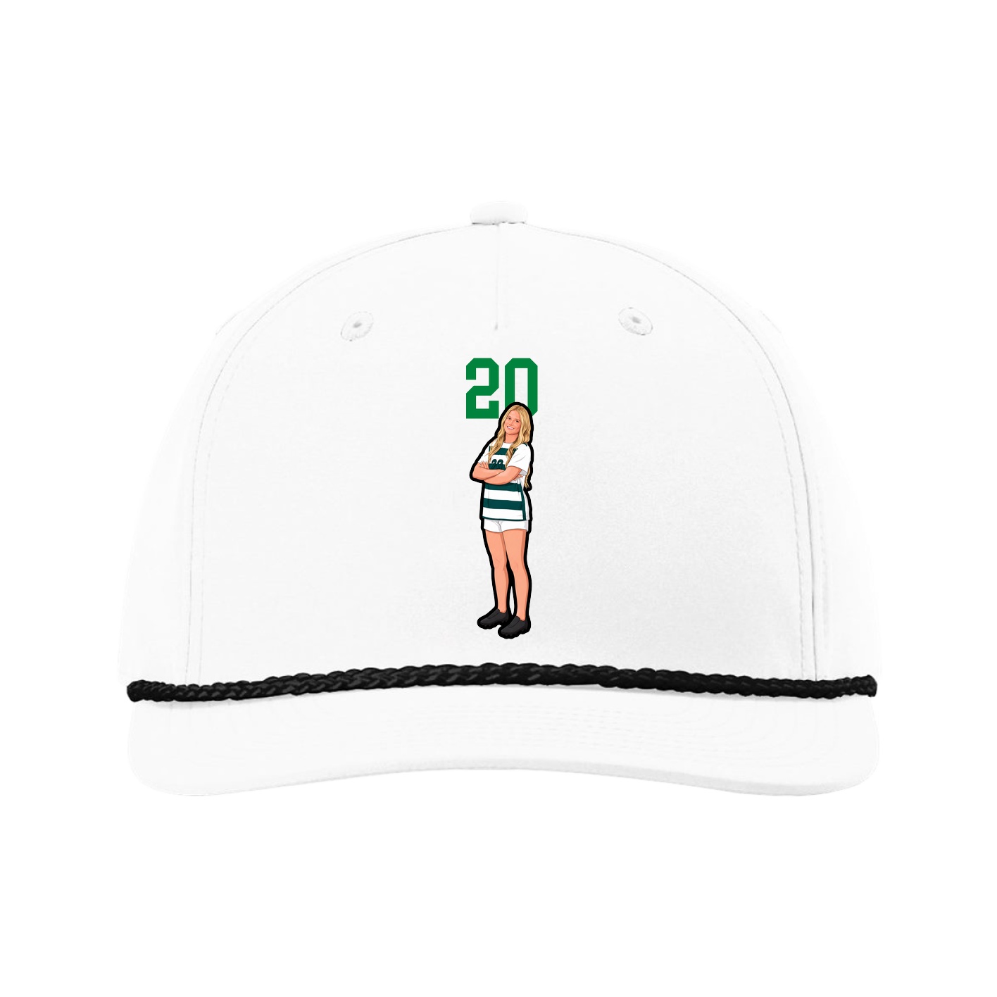 Five-Panel Classic Rope Cap — Number Top in White