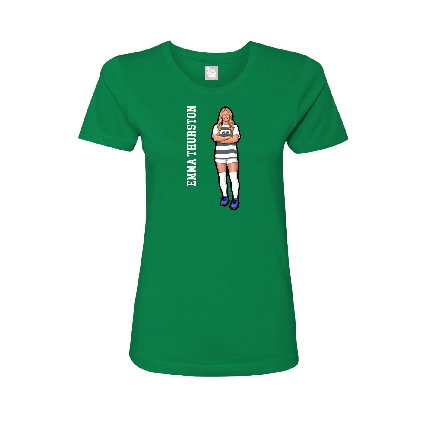 Fitted Women's Tee — Name Vertical in Green