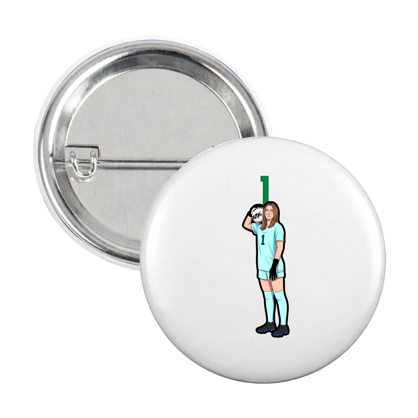 Game Day Button — Number Top in White