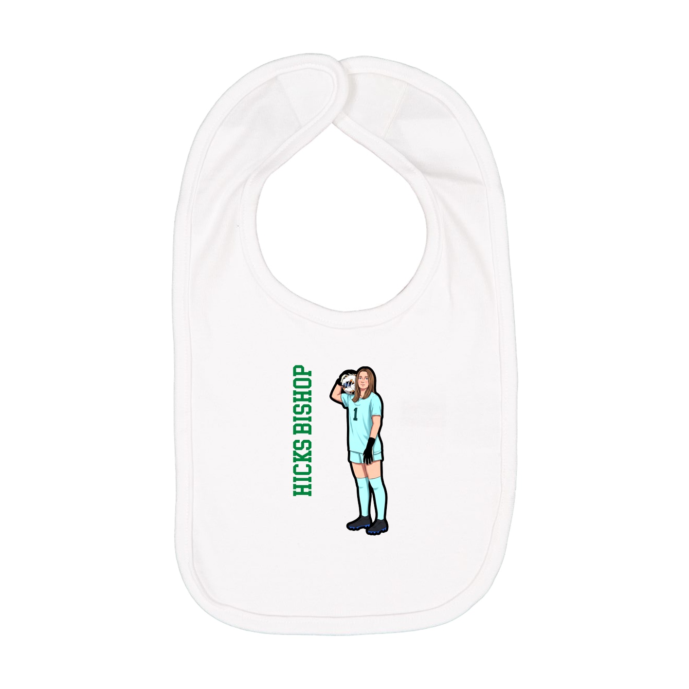 Infant Bib — Name Vertical in White