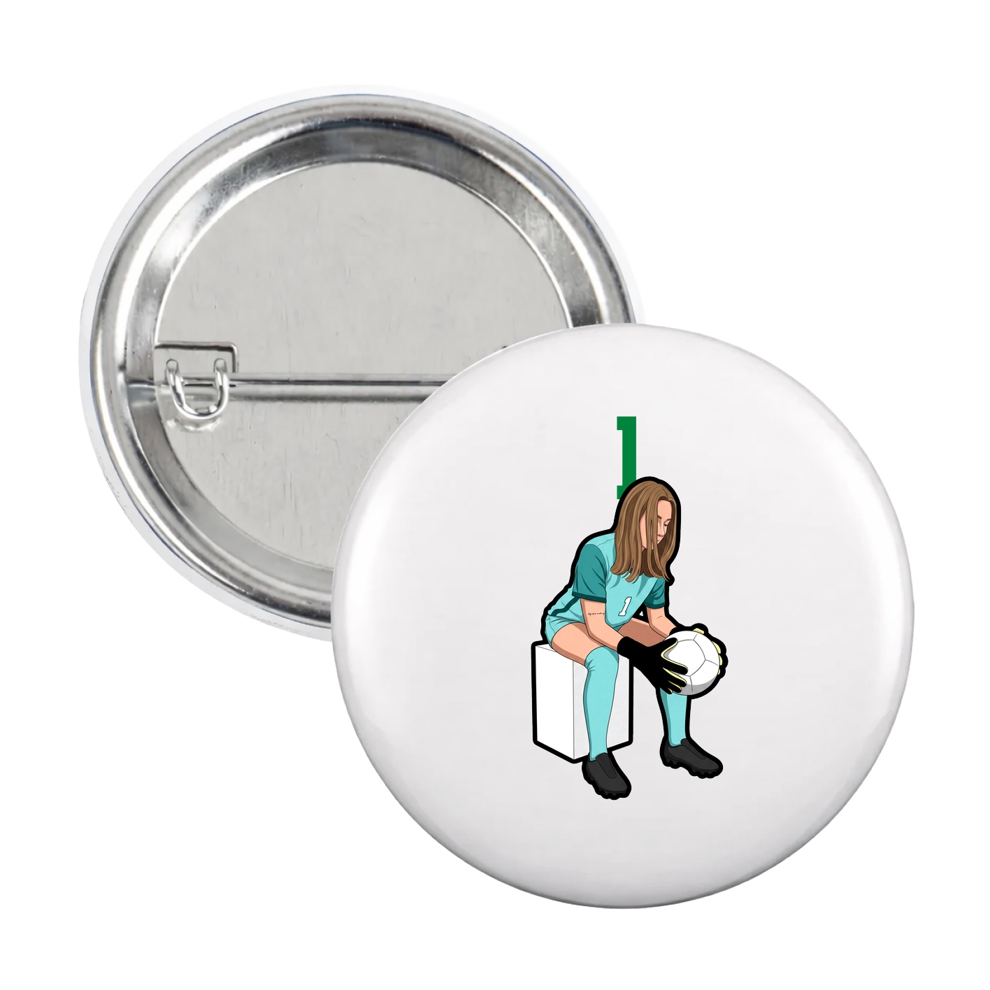 Game Day Button — Number Top in White