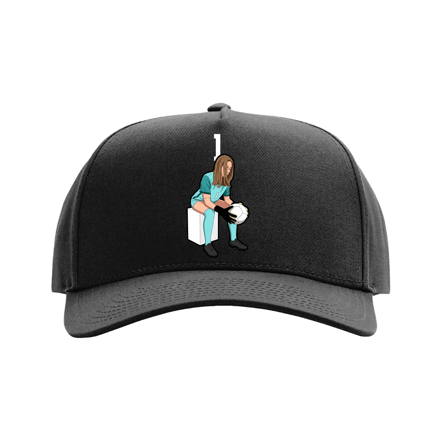 Full Fabric Five-Panel Champ Cap — Number Top in Black