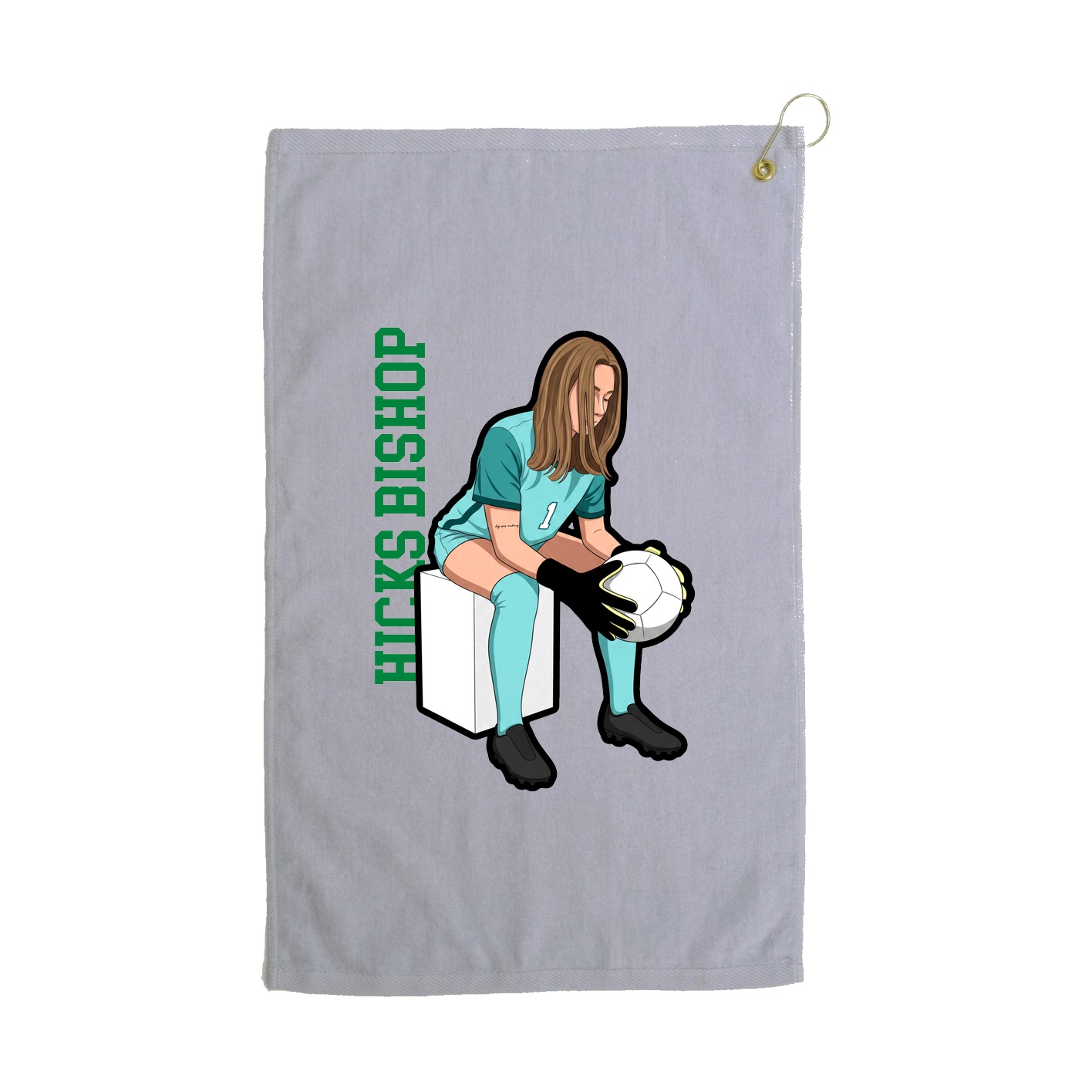 Golf Towel — Name Vertical in Grey