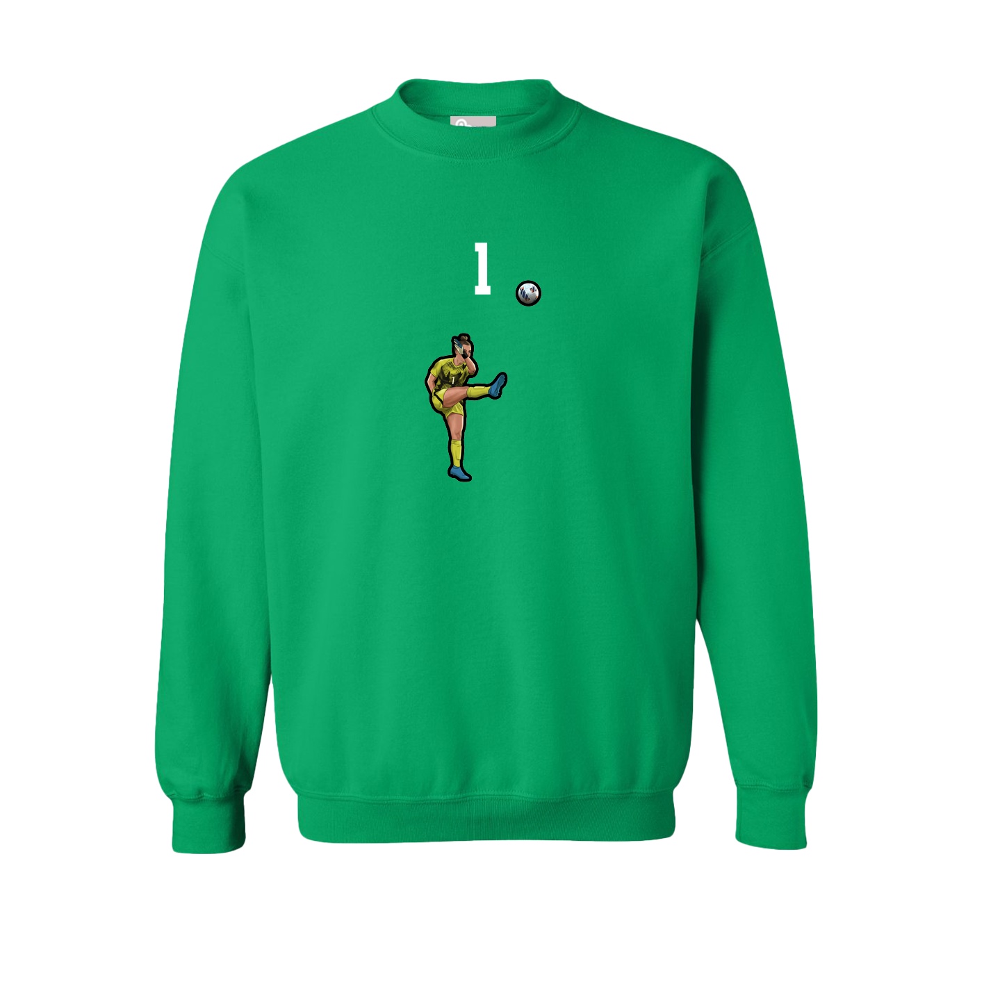 Fleece Crew — Number Top in Green