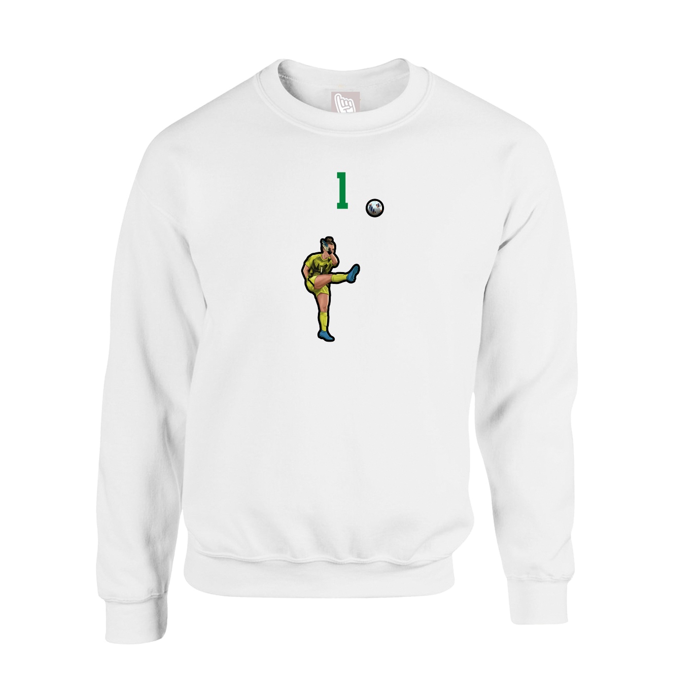 Fleece Crew — Number Top in White