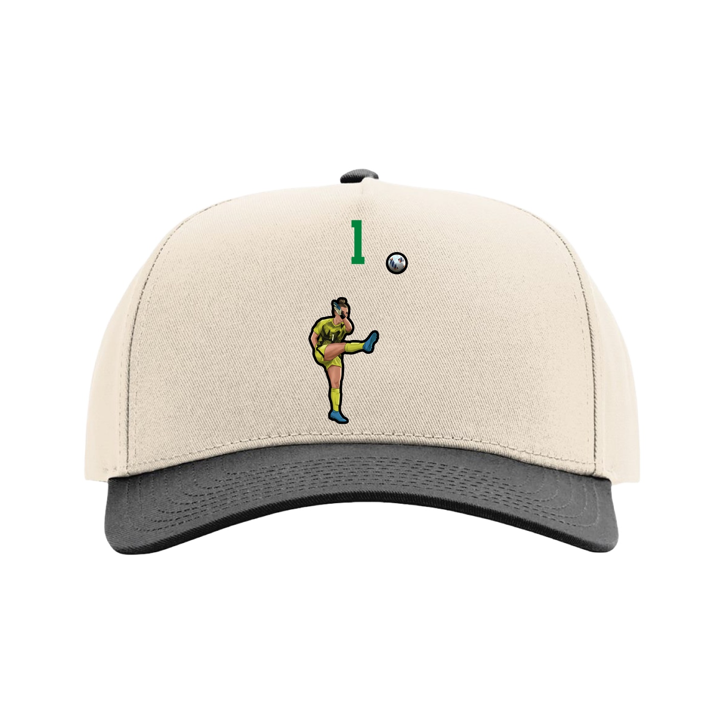 Full Fabric Five-Panel Champ Cap — Number Top in Cream/Black