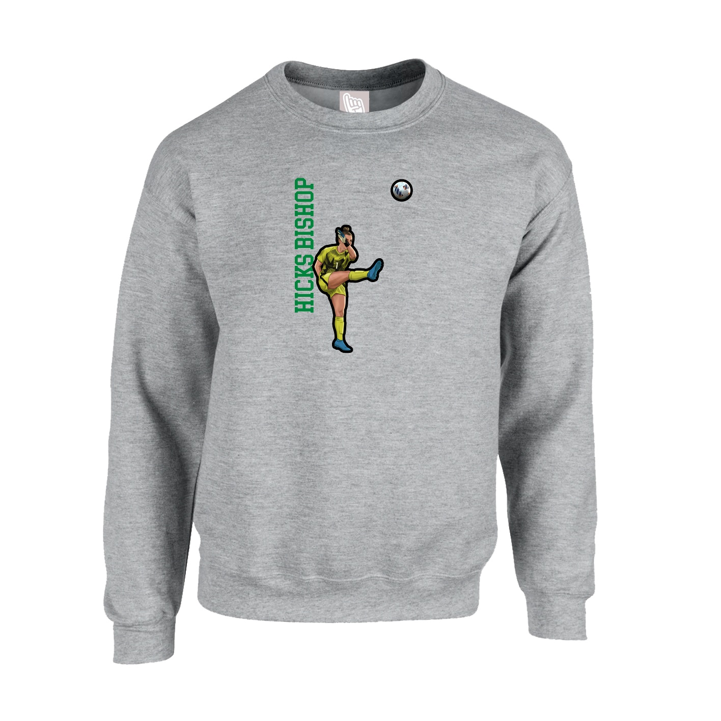 Fleece Crew — Name Vertical in Grey