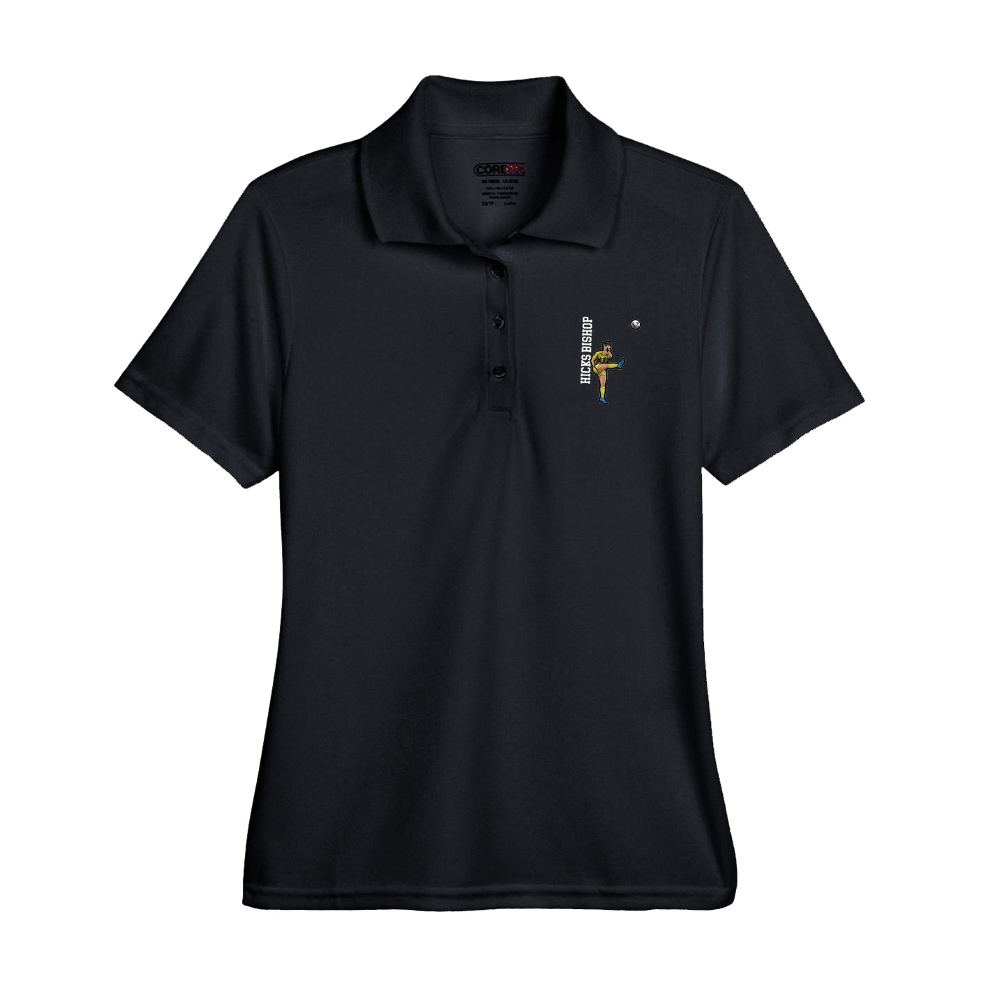 Womens Performance Polo — Name Vertical in Black