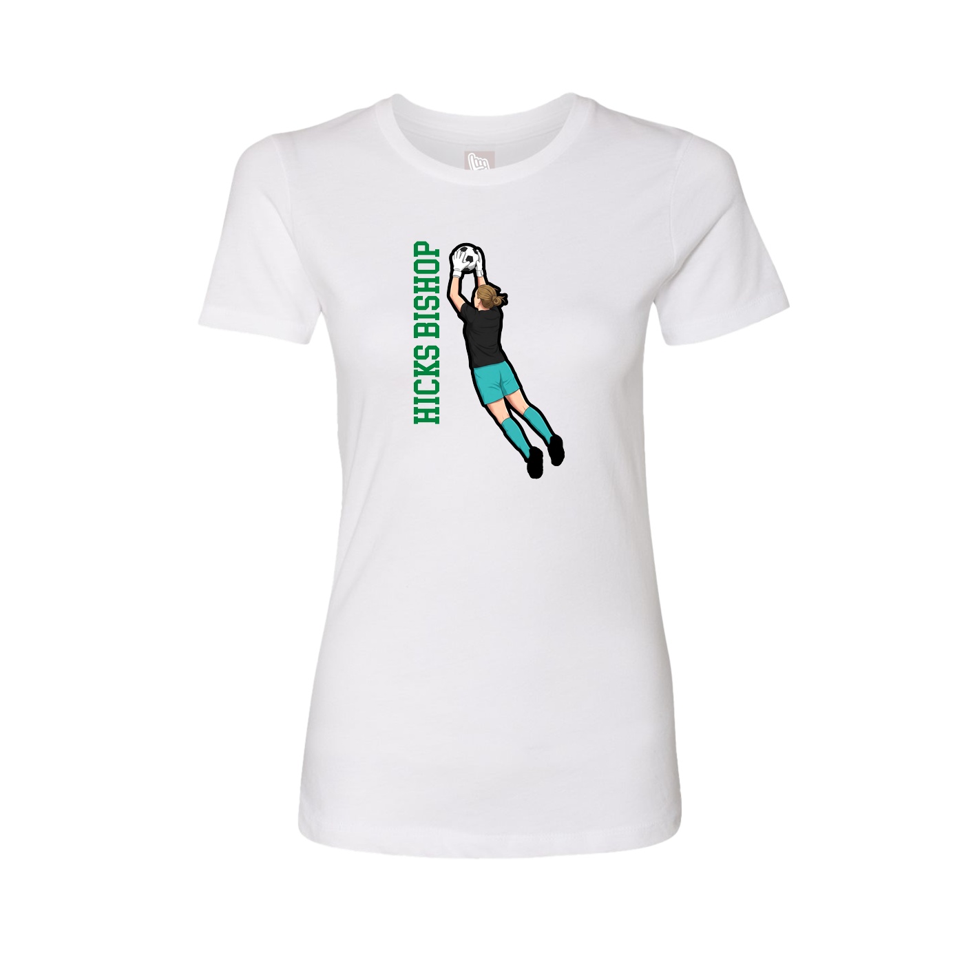 Fitted Women's Tee — Name Vertical in White