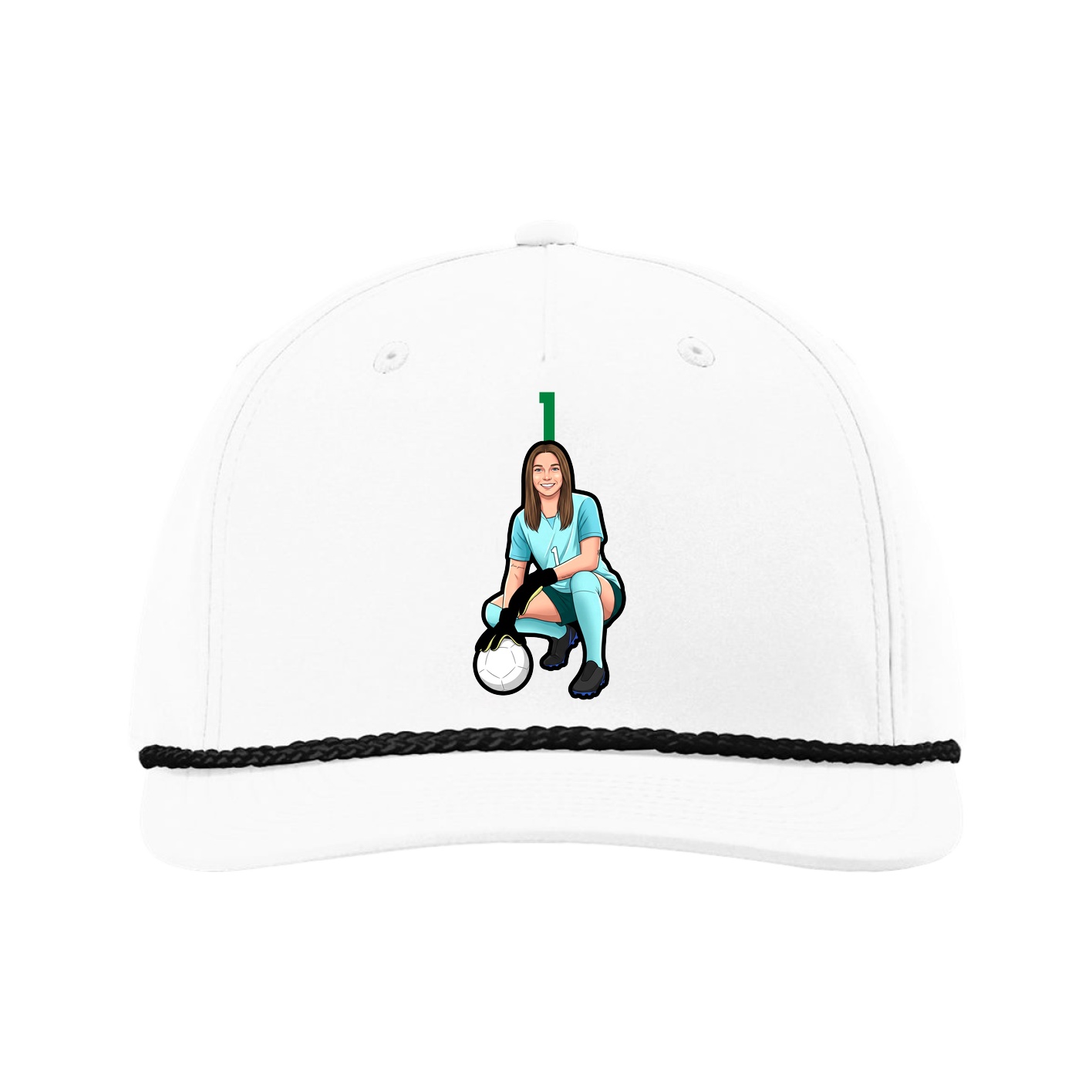 Five-Panel Classic Rope Cap — Number Top in White