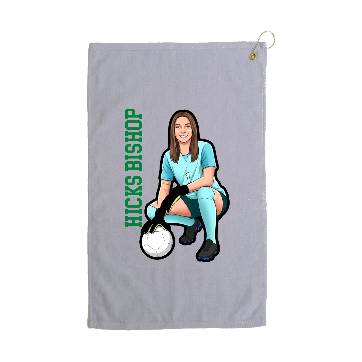 Golf Towel — Name Vertical in Grey