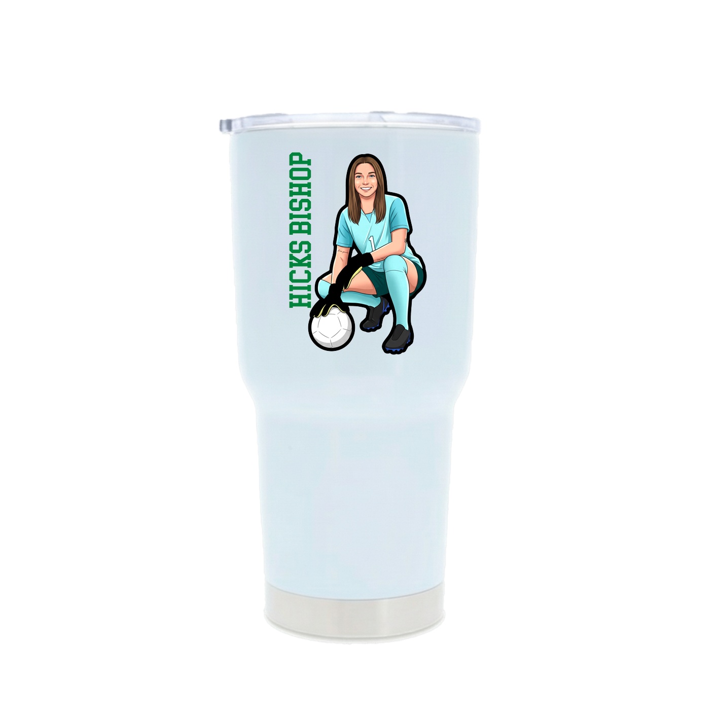 30oz Stainless Steel Tumbler — Name Vertical in White