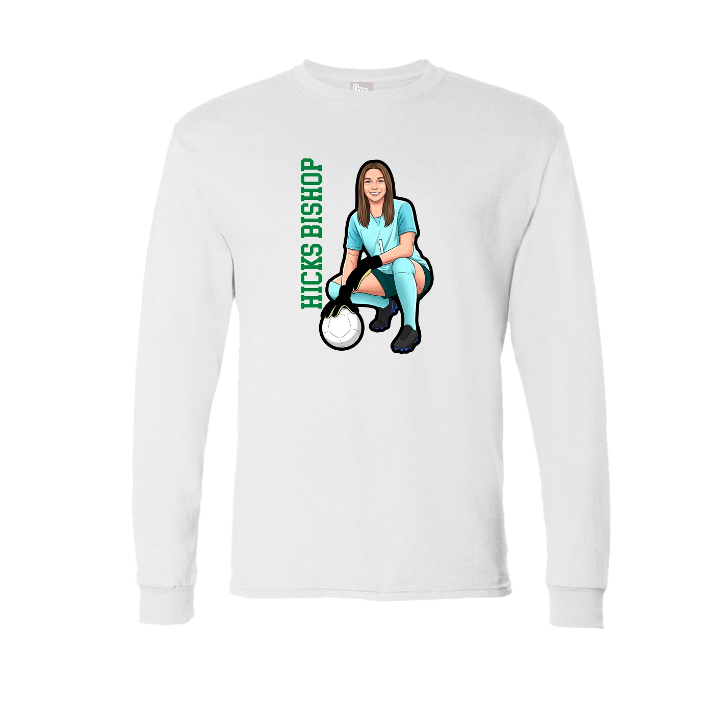 Long Sleeve Tee — Name Vertical in White