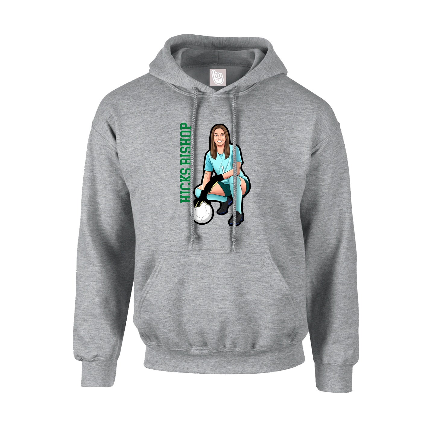 Hoodie — Name Vertical in Grey