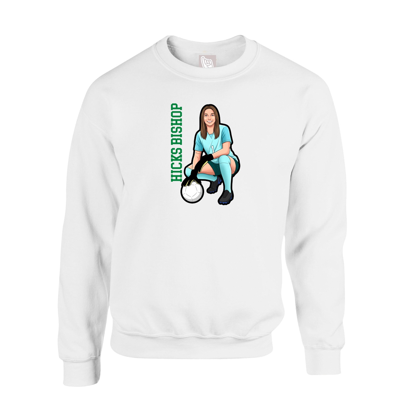 Fleece Crew — Name Vertical in White
