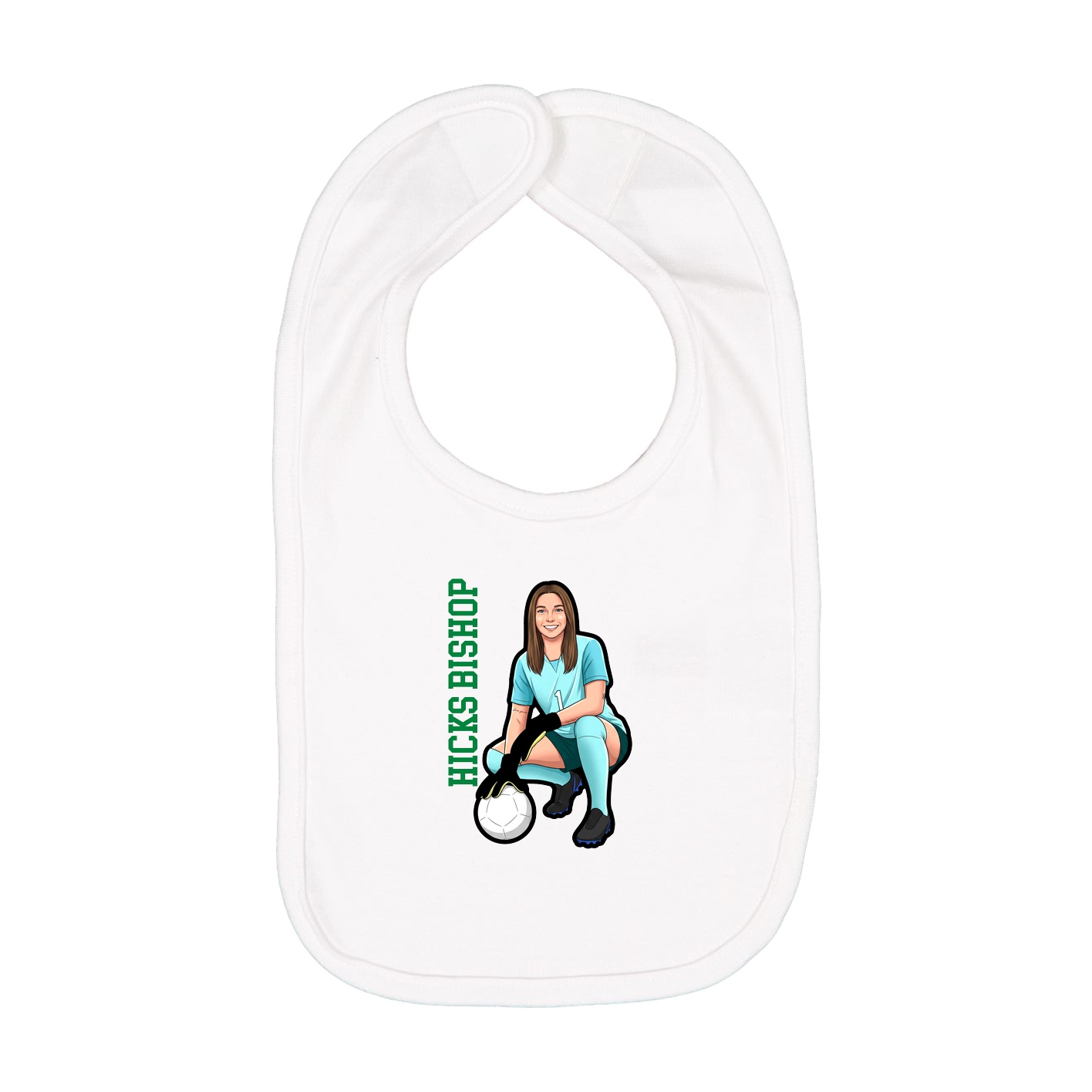 Infant Bib — Name Vertical in White