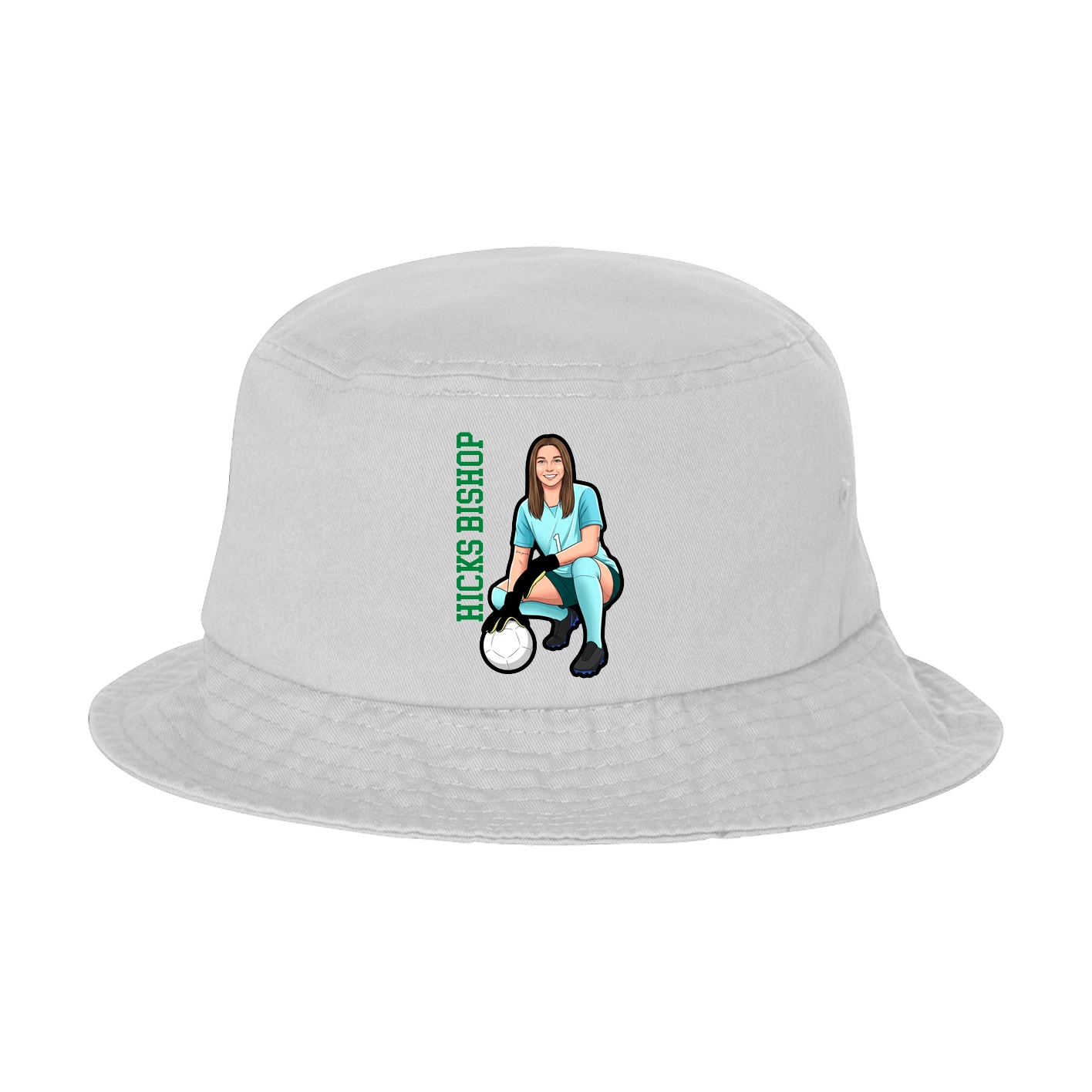 Bucket Cap — Name Vertical in White