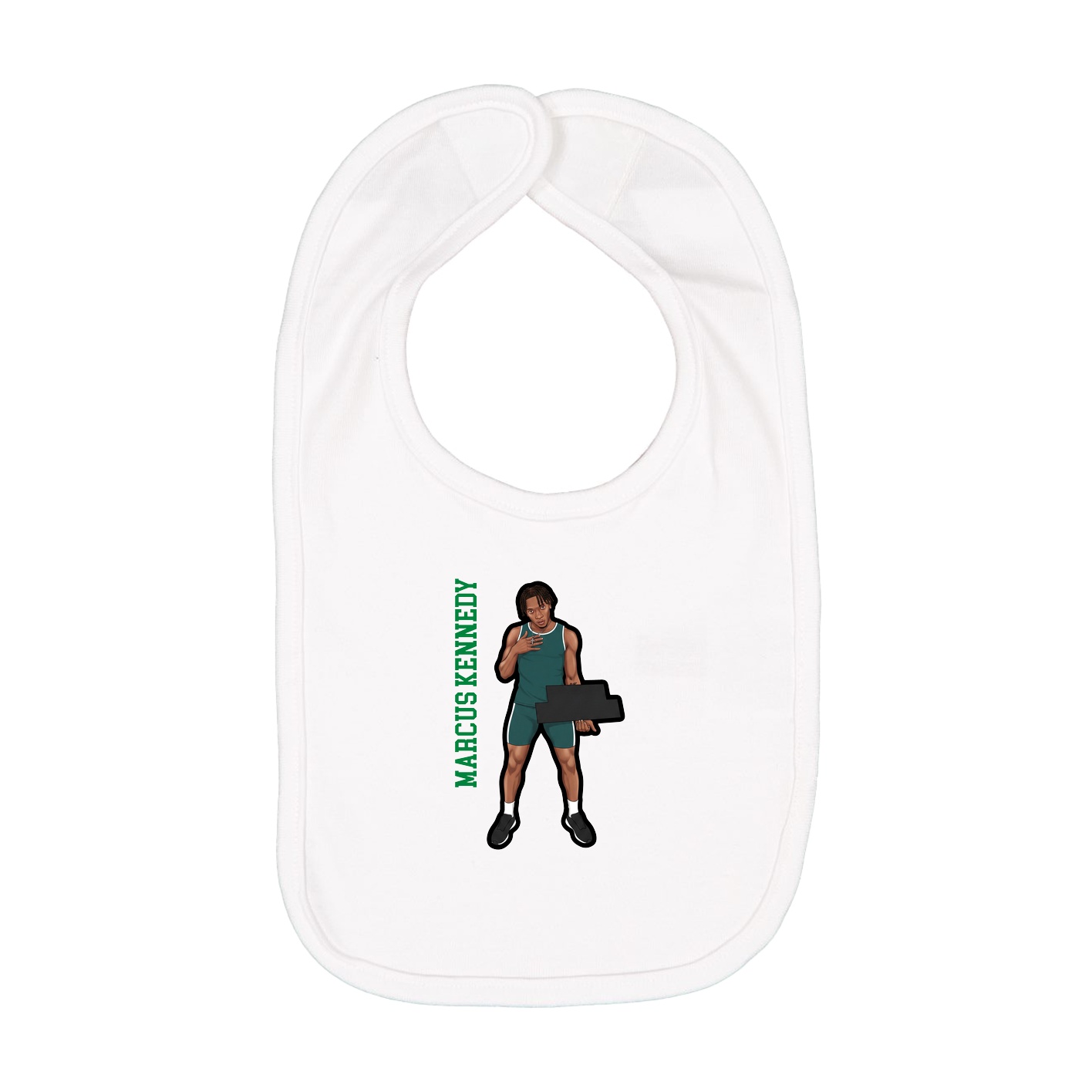 Infant Bib — Name Vertical in White