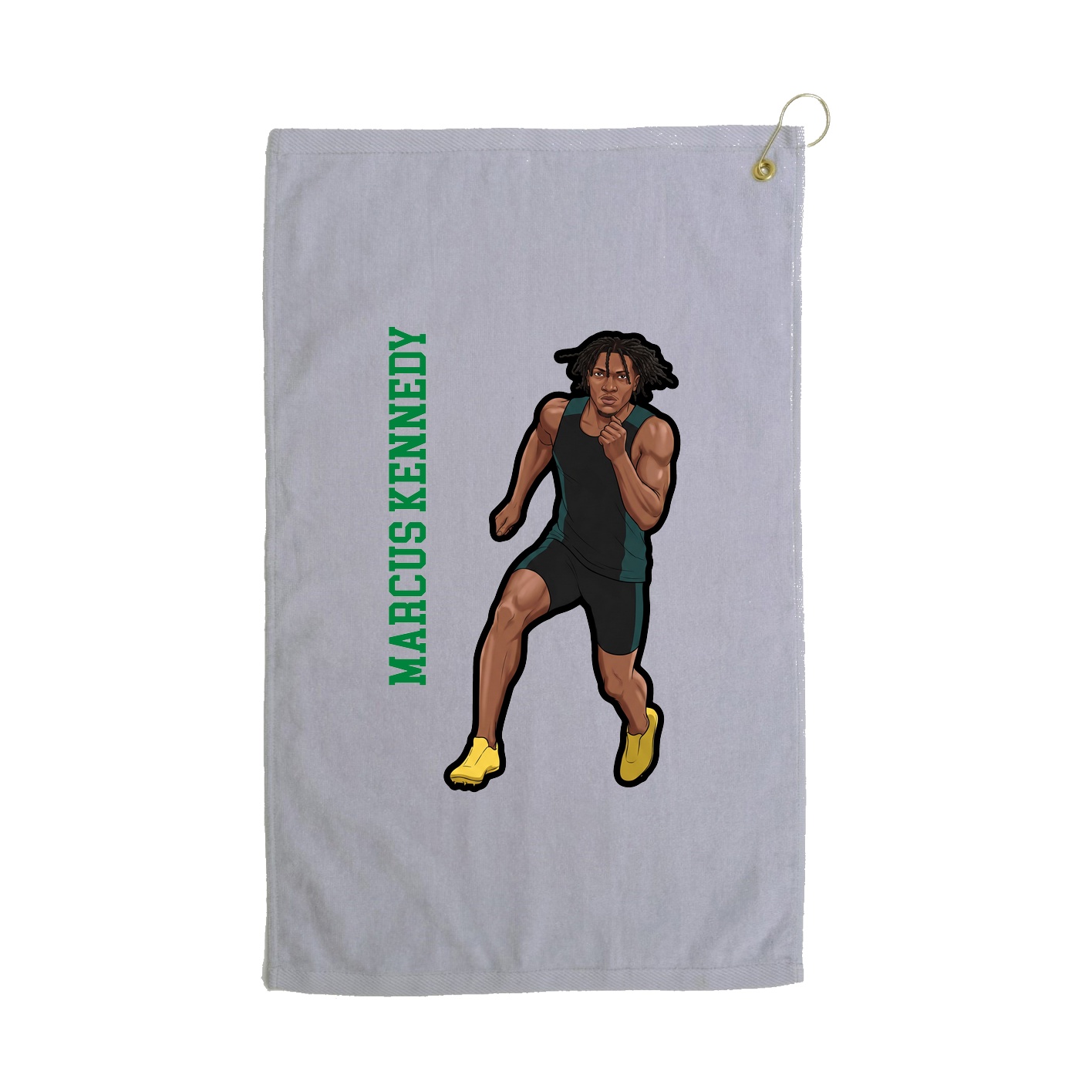 Golf Towel — Name Vertical in Grey