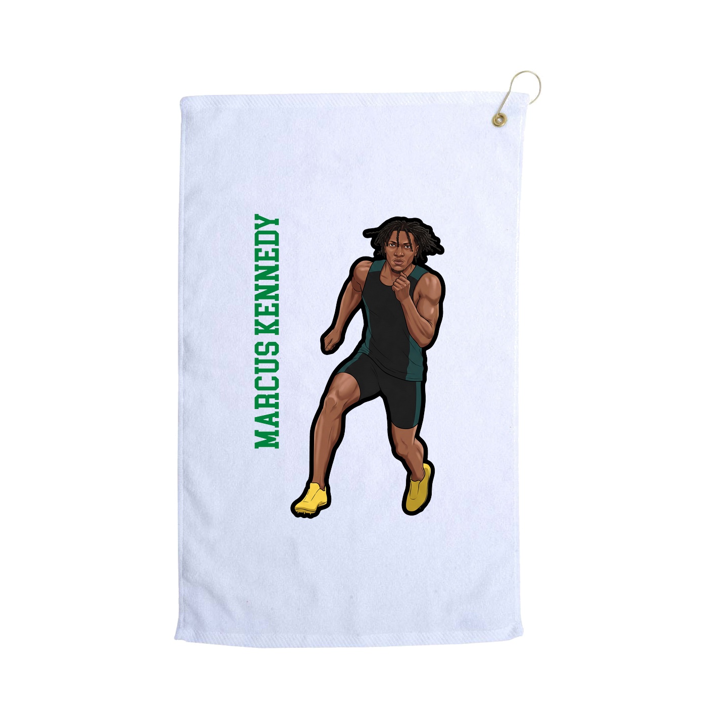 Golf Towel — Name Vertical in White